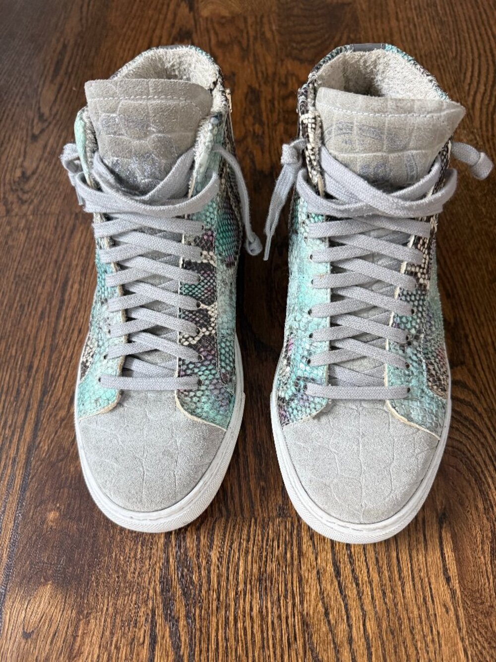 P448 Embossed High Top Sneaker 40 EU Ice Python Snake Print